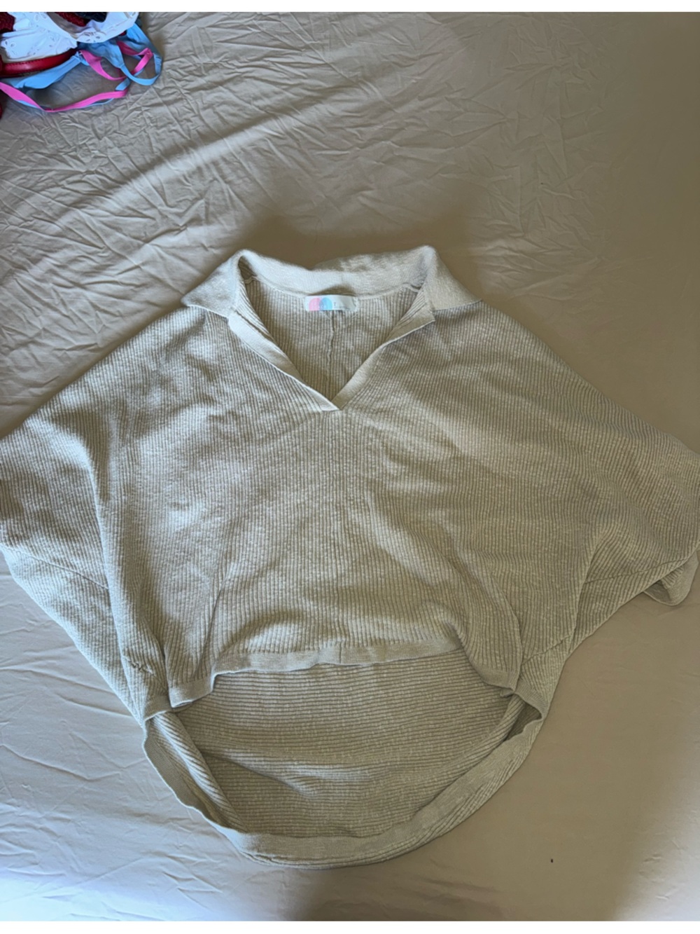 Free People Cream Collared Knit Sweater